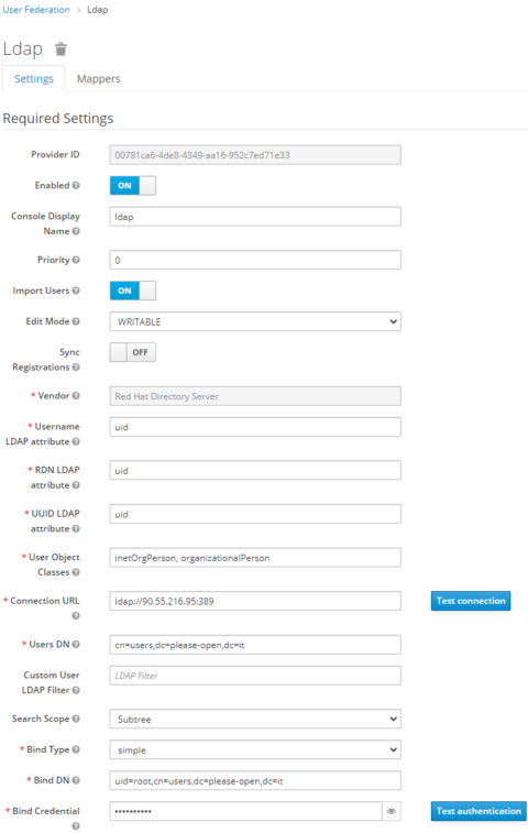 LDAP integration with Keycloak - JANUA